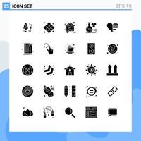 Mobile Interface Solid Glyph Set of 25 Pictograms of education lab recreation chemistry home Editable Vector Design Elements