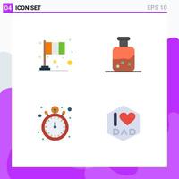 4 Universal Flat Icons Set for Web and Mobile Applications day pocket watch irish test timer Editable Vector Design Elements