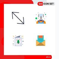 Group of 4 Flat Icons Signs and Symbols for arrow invitation man tree communication Editable Vector Design Elements