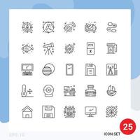 Universal Icon Symbols Group of 25 Modern Lines of fish joint whistle wire battery Editable Vector Design Elements