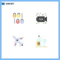 Modern Set of 4 Flat Icons and symbols such as gdpr travel camera retro bottle Editable Vector Design Elements