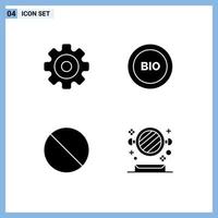 Modern Set of 4 Solid Glyphs and symbols such as gear cancel multimedia efficiency stop Editable Vector Design Elements