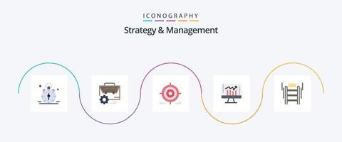Strategy And Management Flat 5 Icon Pack Including report. business. engineer. objective. darts vector