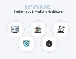 bioquímica y medicina cuidado de la salud línea lleno icono paquete 5 5 icono diseño. teléfono. escanear cuidado de la salud. médico. virtruviano vector