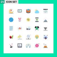 Pictogram Set of 25 Simple Flat Colors of interface sun wifi shinning cloud Editable Vector Design Elements