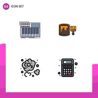 Set of 4 Vector Filledline Flat Colors on Grid for synth carbon synthesiser bucket co Editable Vector Design Elements