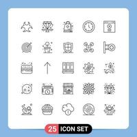 Universal Icon Symbols Group of 25 Modern Lines of blocked time shopping home appliances clock Editable Vector Design Elements