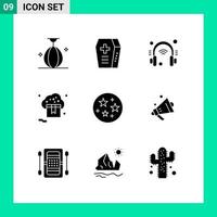 Modern Set of 9 Solid Glyphs and symbols such as science store headphone shop cloud Editable Vector Design Elements