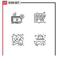 Universal Icon Symbols Group of 4 Modern Filledline Flat Colors of business autumn expense tic tac toe school Editable Vector Design Elements