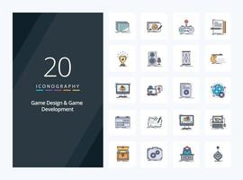 20 Game Design And Game Development line Filled icon for presentation vector