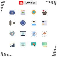 Modern Set of 16 Flat Colors Pictograph of horizontal center focus lotus pharmacy Editable Pack of Creative Vector Design Elements