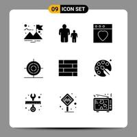 9 User Interface Solid Glyph Pack of modern Signs and Symbols of back to school protect favorite lock pad math Editable Vector Design Elements