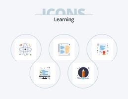 Learning Flat Icon Pack 5 Icon Design. certification. knowledge. pencil. brain. science vector