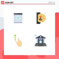 Set of 4 Modern UI Icons Symbols Signs for laundry gesture insert coin play hand Editable Vector Design Elements
