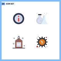 Mobile Interface Flat Icon Set of 4 Pictograms of ecommerce media shopping tube search Editable Vector Design Elements