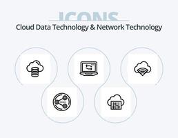 Cloud Data Technology And Network Technology Line Icon Pack 5 Icon Design. connection. signal. file. servise . usb vector