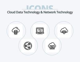 Cloud Data Technology And Network Technology Line Icon Pack 5 Icon Design. connection. signal. file. servise . usb vector