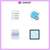 Editable Vector Line Pack of 4 Simple Flat Icons of document map connected globe broken Editable Vector Design Elements