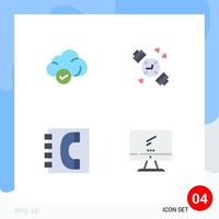 Editable Vector Line Pack of 4 Simple Flat Icons of cloud contact us technology timer information Editable Vector Design Elements