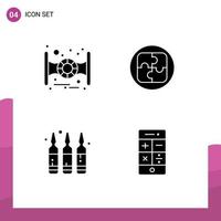 Set of 4 Vector Solid Glyphs on Grid for space liquid management solution calculator Editable Vector Design Elements