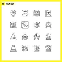 Universal Icon Symbols Group of 16 Modern Outlines of education calculate internet ireland flag Editable Vector Design Elements