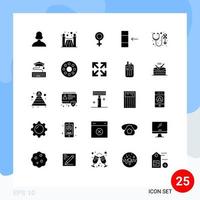 Solid Glyph Pack of 25 Universal Symbols of key awareness symbol stethoscope import Editable Vector Design Elements