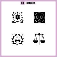 Modern Set of 4 Solid Glyphs and symbols such as development justice electric christmas Layer 1 Editable Vector Design Elements