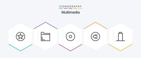 multimedia 25 línea icono paquete incluso . multimedia. multimedia vector