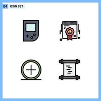 Set of 4 Vector Filledline Flat Colors on Grid for console create badge web quality plus Editable Vector Design Elements