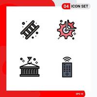 4 Universal Filledline Flat Colors Set for Web and Mobile Applications fire configuration service cog business Editable Vector Design Elements