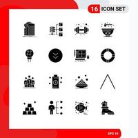 Set of 16 Modern UI Icons Symbols Signs for baseball golf social food bowl Editable Vector Design Elements