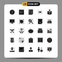 Set of 25 Modern UI Icons Symbols Signs for signal basic development video page Editable Vector Design Elements