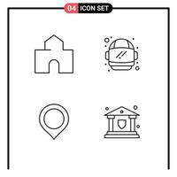 4 Creative Icons Modern Signs and Symbols of architecture map landmark helmet mark Editable Vector Design Elements