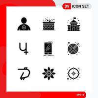 Modern Set of 9 Solid Glyphs Pictograph of smartphone mobile education device crypto Editable Vector Design Elements