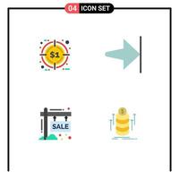 4 User Interface Flat Icon Pack of modern Signs and Symbols of discount sale target finish season Editable Vector Design Elements