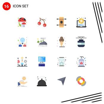 dieciséis universal plano colores conjunto para web y móvil aplicaciones colina idea patineta diseño dinero editable paquete de creativo vector diseño elementos