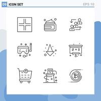 Universal Icon Symbols Group of 9 Modern Outlines of ocean goggles career work promotion Editable Vector Design Elements