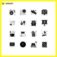 Pack of 16 Modern Solid Glyphs Signs and Symbols for Web Print Media such as chart online time dollar time Editable Vector Design Elements