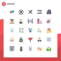 Set of 25 Modern UI Icons Symbols Signs for sensor buildings process video film Editable Vector Design Elements