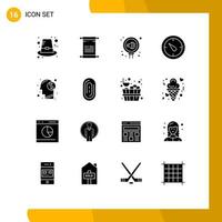 Set of 16 Vector Solid Glyphs on Grid for meditation timer management time reputation Editable Vector Design Elements