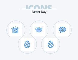 Easter Blue Icon Pack 5 Icon Design. chat. egg. house. easter. bowl vector