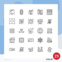 Universal Icon Symbols Group of 25 Modern Lines of archive setting lamp options configuration Editable Vector Design Elements