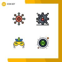 Set of 4 Modern UI Icons Symbols Signs for dollar costume seeding content storage mardigras Editable Vector Design Elements