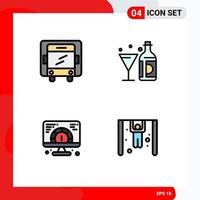 Universal Icon Symbols Group of 4 Modern Filledline Flat Colors of delivery web drink bottle serving Editable Vector Design Elements