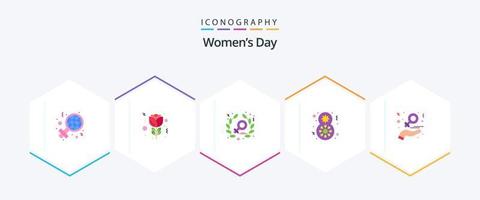 Womens Day 25 Flat icon pack including love. day. power. charity. gift vector