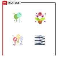 4 Flat Icon concept for Websites Mobile and Apps bloon building bouquet balloon office Editable Vector Design Elements