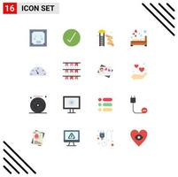 Group of 16 Flat Colors Signs and Symbols for gauge love park slider hotel bedroom Editable Pack of Creative Vector Design Elements