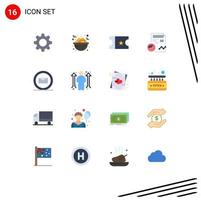 Pictogram Set of 16 Simple Flat Colors of e commerce email movie business profile Editable Pack of Creative Vector Design Elements