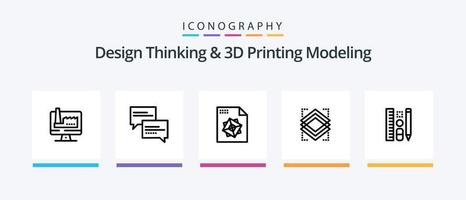 diseño pensando y re impresión modelado línea 5 5 icono paquete incluso Internet . computadora. archivo. servidor. objeto. creativo íconos diseño vector