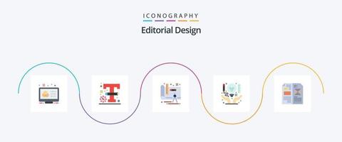 editorial diseño plano 5 5 icono paquete incluso libro. creativo. diseño. negocio. idea vector